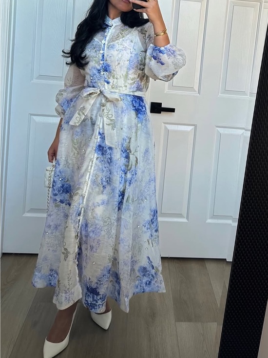 Bella Barnett Dresses & Skirts - Blue & White Floral Maxi Dress with Tie Waist
